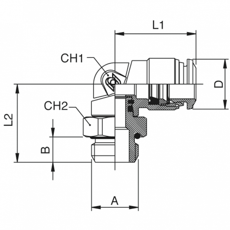 AIGNEP 50116 L5510 ACOPLAMENTO PUSH-IN EM L AJUSTÁVEIS COM ROSCA CILINDRICA