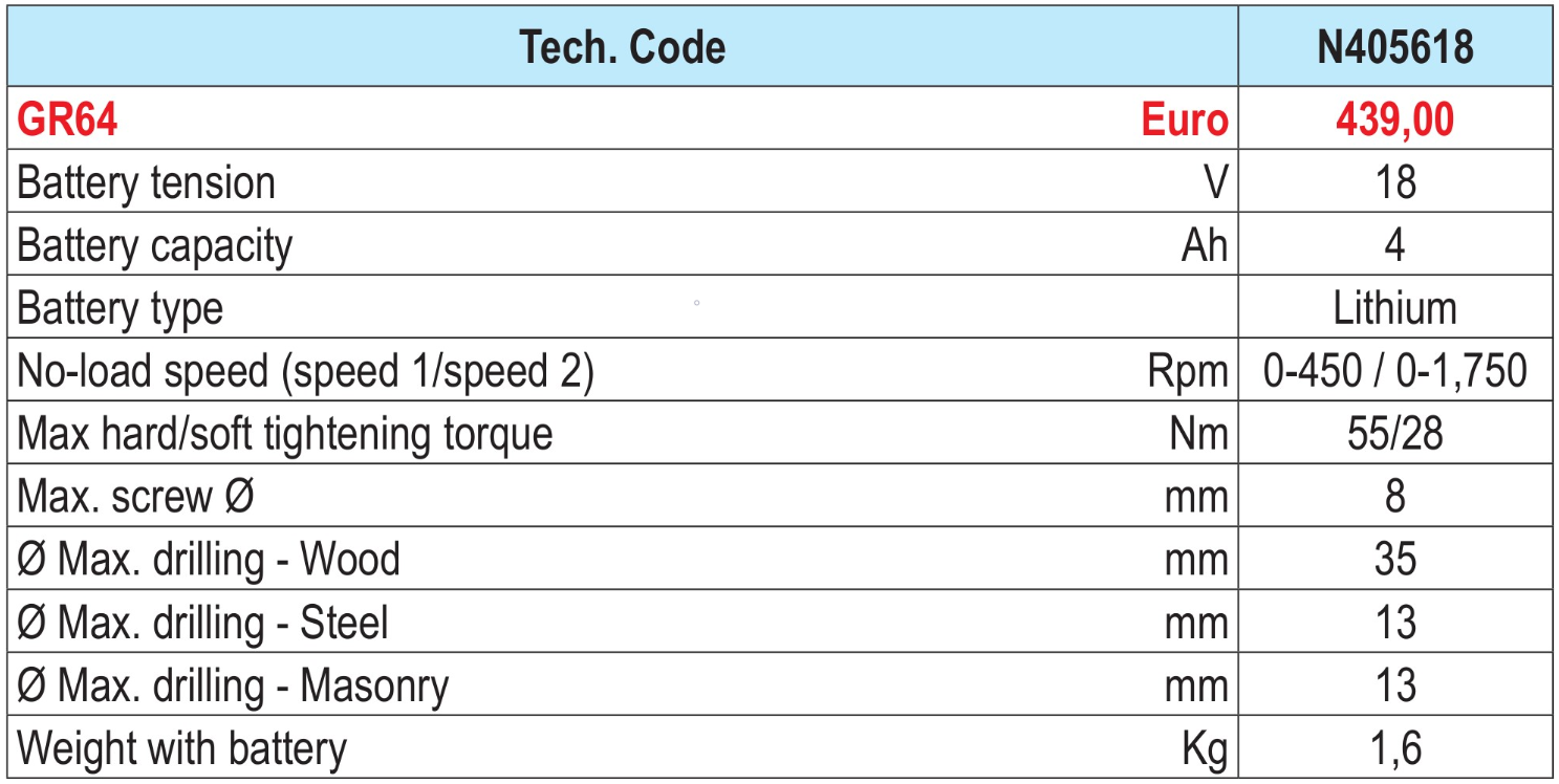 BOSCH N4056 BERBEQUIM  GSB 18V-60 C PROFESSIONAL
