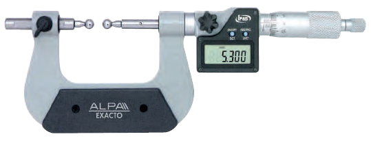 Alpa - Micrómetro Digital c/Contactos Esféricos Intercambiáveis IP65