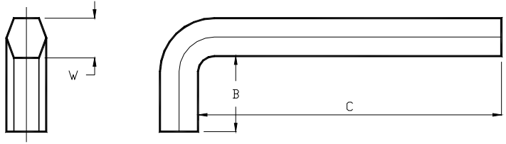 Chave Sextavada Interior - Curta