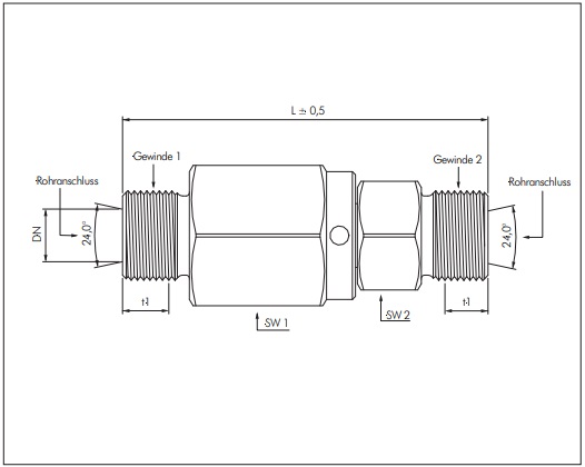 Juntas giratórias retas guiadas por esferas, conexão do anel de corte, PN 350