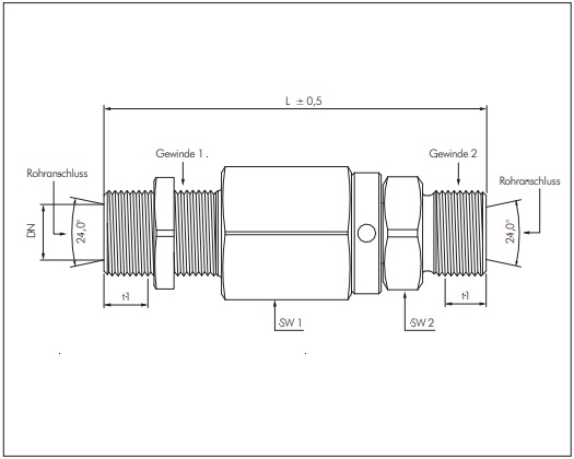 Conexões de parafuso de rotação do anteparo guiadas por esferas, conexão do anel de corte, até 350 bar