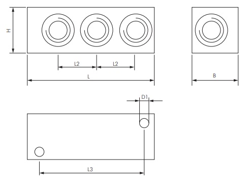 Peças em T (internas - externas - internas), molde de lingote, PN 16