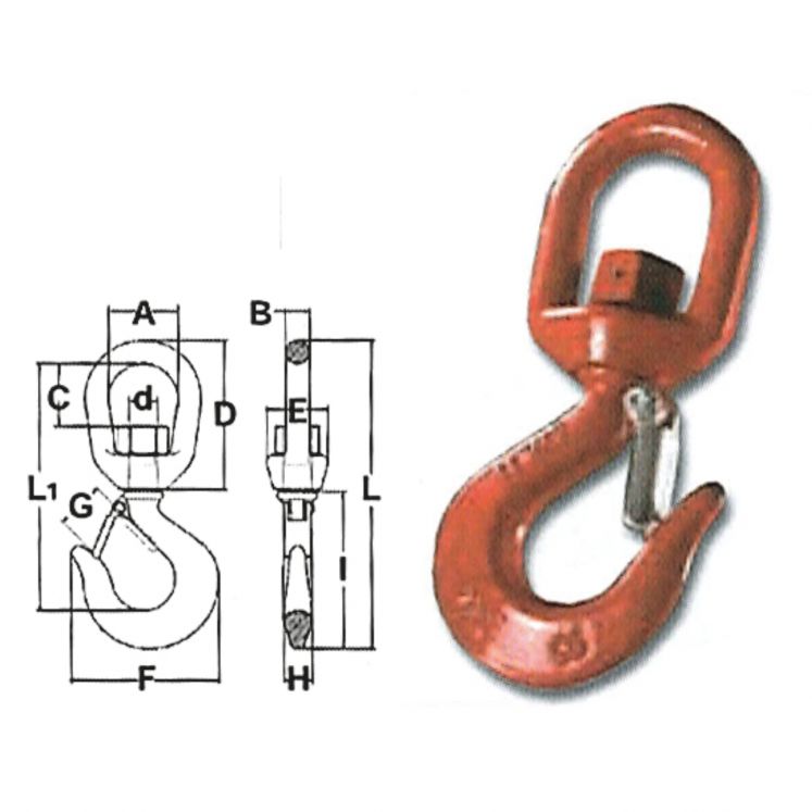 B-HANDLING M7490 GANCHO DE SEGURANÇA GIRATÓRIO PARA CORRENTES DE ELEVAÇÃO