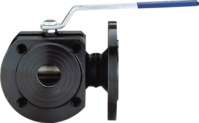 Válvulas esfera flangeadas de 3 vias, furo reduzido, PN 16