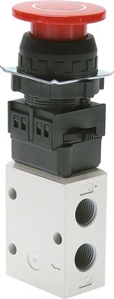 Válvulas ativadas por botão de 3 vias e interruptor rotativo G 1-4"(Ø 30 5), Série YMV400