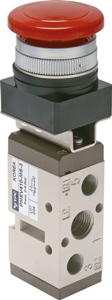 Válvulas ativadas por botão de 5 vias e interruptor rotativo G 1-4"(Ø 30 5), Série PMEV400