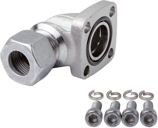 Juntas roscadas de flange angular com ligação de flange quadrada