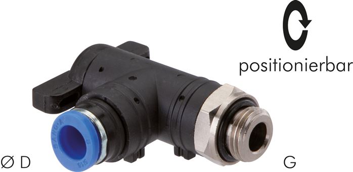 Galos de batente angular com roscas cilíndricas macho e encaixe push-in, Standard