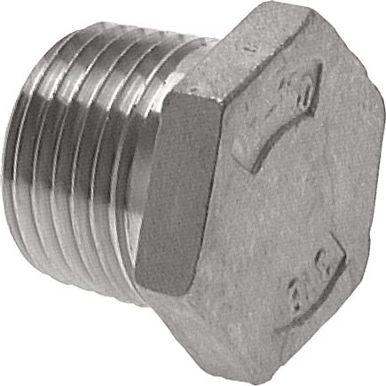 Plugue de fechamento com hexágono externo, rosca cônica, até 16 bar
