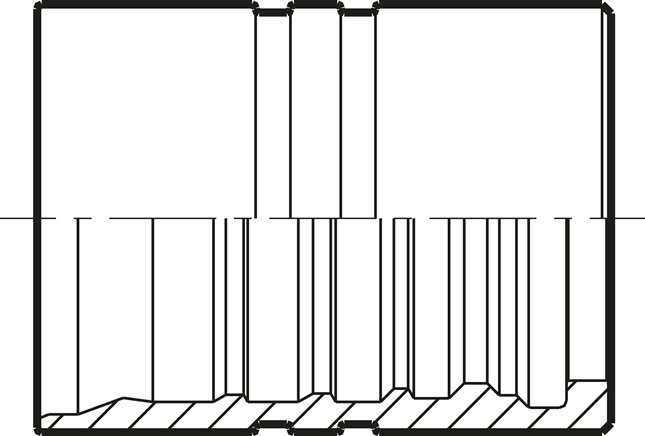 Acessórios frisados para 4 mangueiras SH (skiving interno) com proteção anti-rasgo PLUS, DN 19 a DN 38