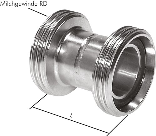 Bico duplo com rosca redonda (rosca láctea), semelhante ao DIN 11851