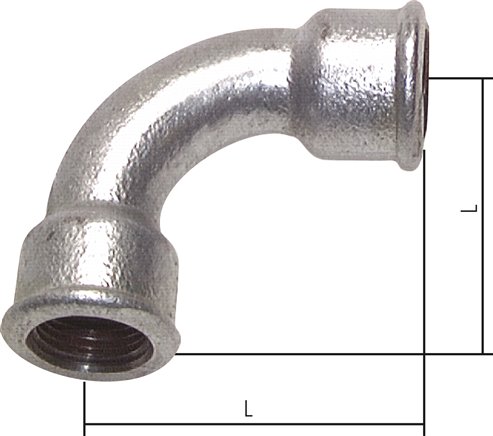 Cotovelo 90º com roscas fêmeas, PN 25