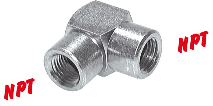 Cotovelo 90º com rosca NPT (fêmea), até 345 bar