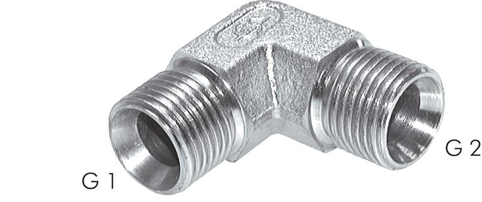 Conexões de parafuso de cotovelo 90º com rosca G (bico de mangueira cônica 60º, externo), até 400 bar