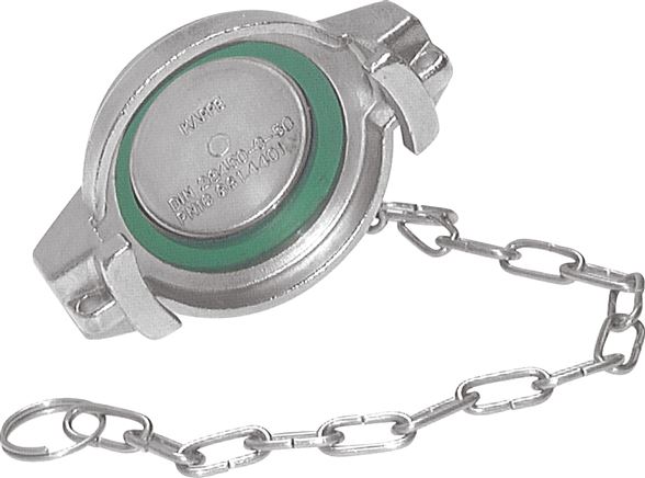 Tampas de extremidade para engates de caminhões-tanque (V-part), Dimensões de acordo com EN 14420-6 (DIN 28450)