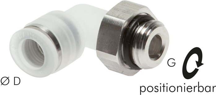 L acessórios de encaixe, rosca cilíndrica, PP