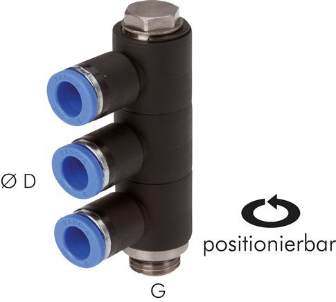 Multidistribuidor (3 vias), roscas cilíndricas, Standard