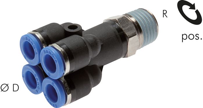 Distribuidor múltiplo com rosca fêmea, padrão