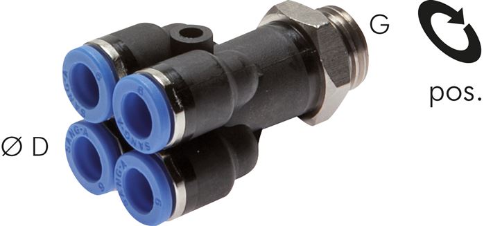 Distribuidores múltiplos com rosca cilíndrica macho, padrão