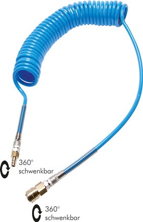 Tubos de bobina de poliuretano rotativos 360º com acoplamentos NW 7 2