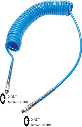 Tubos de bobina de poliuretano com espiral de proteção contra curvatura rotativa 360º