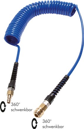 Bobinas de poliuretano com espiral de proteção contra curvatura rotativa 360º com acoplamento NW 7,2