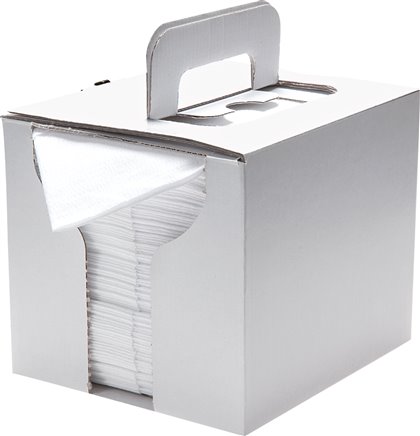 Roupas de limpeza de precisão na caixa dispensadora