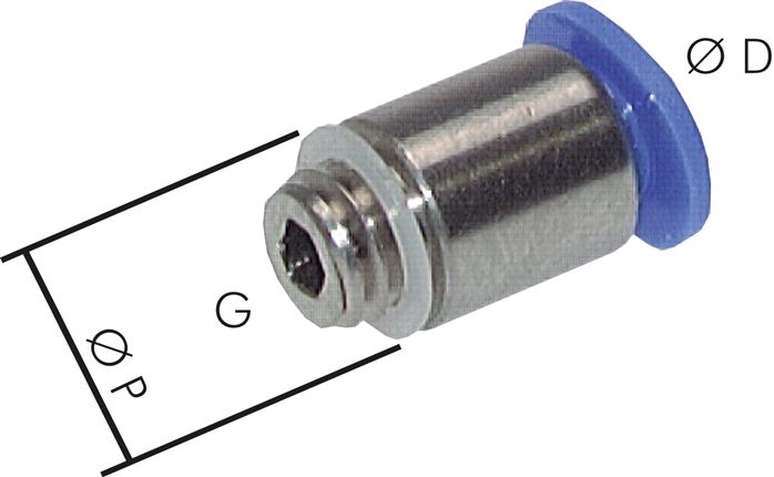 Acessórios de encaixe com corpo redondo e rosca fina, mini