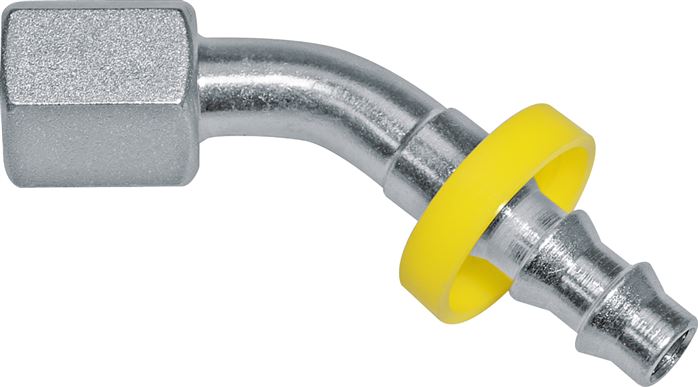 Conexões de encaixe com porca de união, rosca cilíndrica em polegadas, cone de 60º