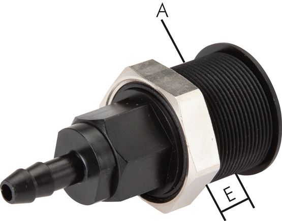 Soquetes de acoplamento de liberação rápida feitos de POM - PVDF com conexão de mangueira, NW 5