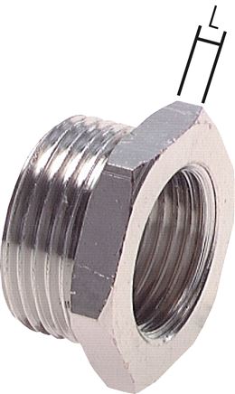 Niple redutor com rosca cilíndrica macho e rosca fêmea, até 40 bar