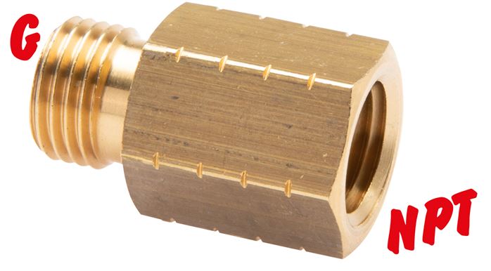 Niple redutor com rosca G - rosca NPT, até 40 bar