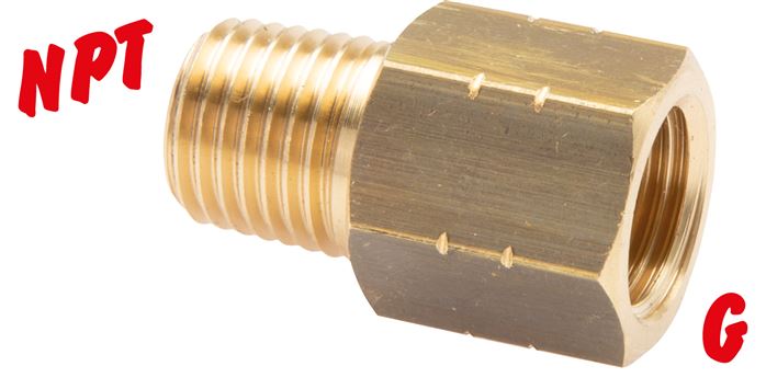 Niple redutor com rosca NPT - rosca G, para 700 bar