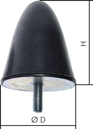 Tampão de borracha metálica parabólico