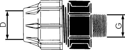 Conexões aparafusadas com rosca externa, PN 10-16 (serão descontinuadas)