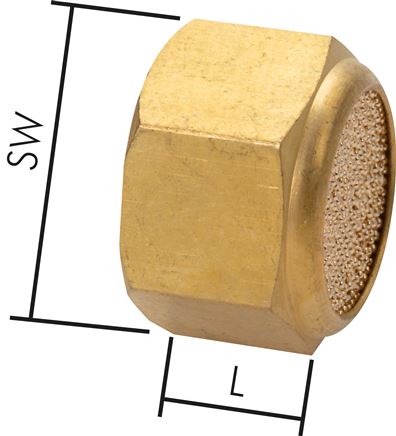 Silenciador feito de bronze sinterizado com rosca fêmea