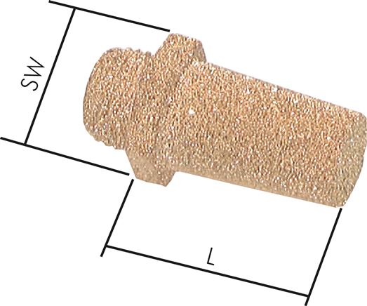 Silenciador feito de bronze sinterizado com cabeça hexagonal