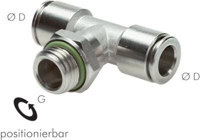 Conexões de encaixe em T, rosca cilíndrica (posicionável), ES