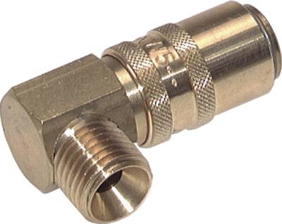 Soquetes de acoplamento, rosca macho 90º, DN 6 (espigão de 9 mm)