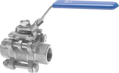 Válvulas esfera de aço inoxidável, 3 partes, furo completo, PN 63