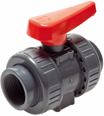 Válvulas esfera com roscas fêmeas, versão industrial PVC-U (para roscas plásticas), até 16 bar