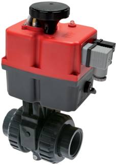 Válvulas esfera, PVC-U com atuador elétrico rotativo, até 16 bar