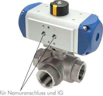 VáLVULAS ESFERA DE AçO INOXIDáVEL DE 3 VIAS COM ATUADOR ROTATIVO PNEUMáTICO, PN 63