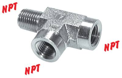 Peças em T com rosca NPT (macho - fêmea - fêmea), até 350 bar