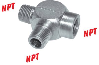 Peças em T com rosca NPT (fêmea - macho - fêmea), até 275 bar