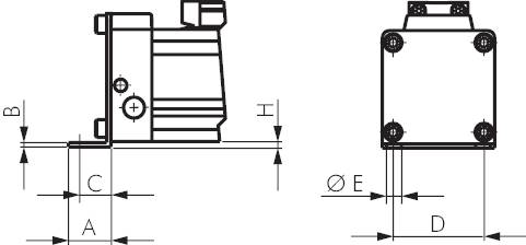 Suportes de pé para cilindros sem haste