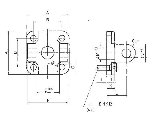 Garfo de montagem giratória, para cilindro compacto UNITOP