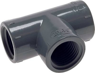 Peças em T com rosca fêmea, PVC-U (apenas para rosca de plástico), PN 16
