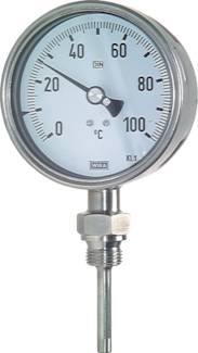 Termómetro bimetálico vertical sem poço termométrico - versão química, classe 1 0